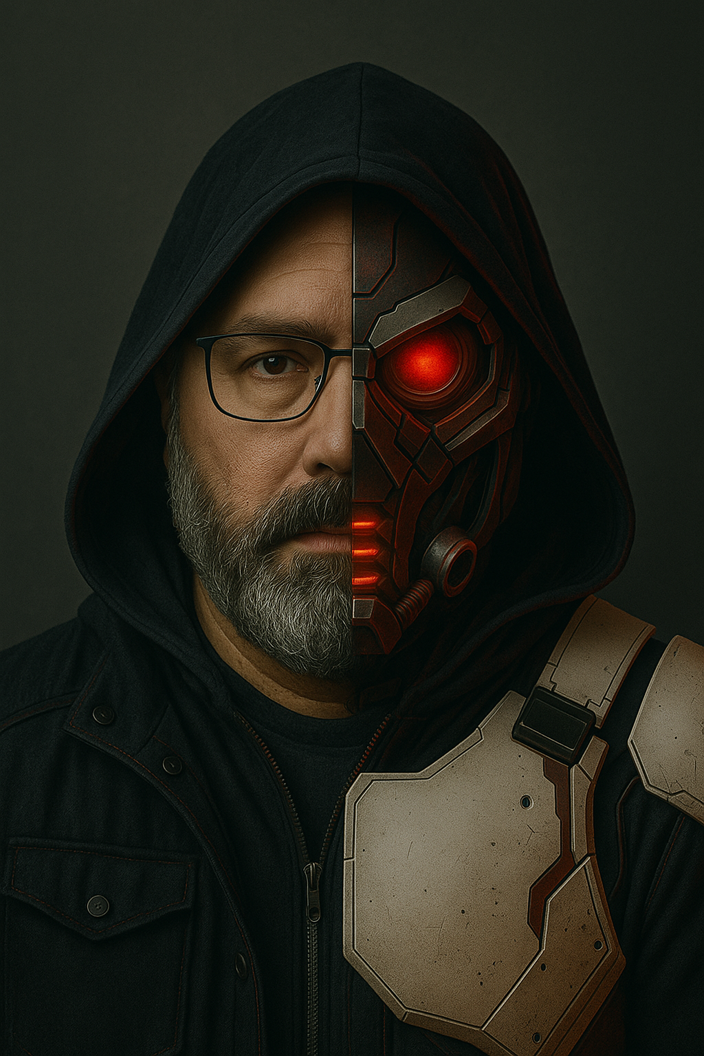 Creative half-cyborg portrait of Nathan