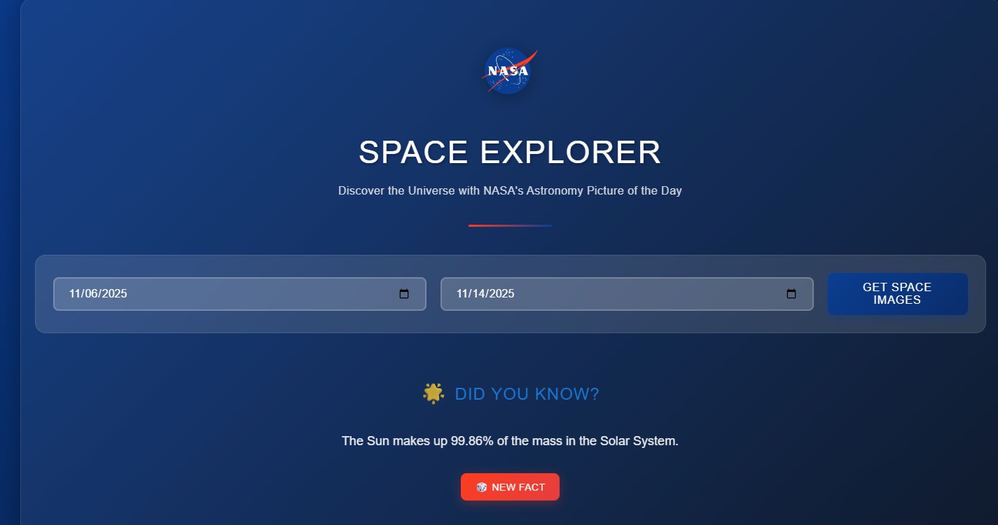 NASA project home screen